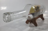 Vintage Turkey Kusadasi Ship in 12" Long Clear Embossed Glass Campari Bottle