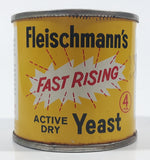 Vintage 1970s Standard Brands Canada Fleischmann's Fast Rising Active Dry Yeast 4 Oz 2 1/2" Tall Tin Metal Can
