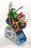 M & M's World Roller Coaster Ride Green and Red Character 10 1/2" Tall Plastic Candy Dispenser