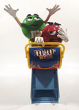 M & M's World Roller Coaster Ride Green and Red Character 10 1/2" Tall Plastic Candy Dispenser