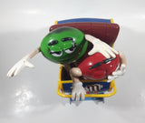 M & M's World Roller Coaster Ride Green and Red Character 10 1/2" Tall Plastic Candy Dispenser