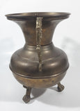 Antique Italian Style Handles Claw Foot 8 1/4" Tall Brass Spittoon with Heavy Brass Catcher Cup