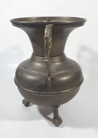 Antique Italian Style Handles Claw Foot 8 1/4" Tall Brass Spittoon with Heavy Brass Catcher Cup