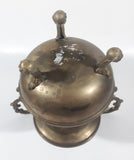 Antique Italian Style Handles Claw Foot 8 1/4" Tall Brass Spittoon with Heavy Brass Catcher Cup