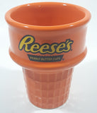 Rare Reese's Peanut Butter Cups Orange Ice Cream Cone Shaped 4 1/2" Tall Embossed Ceramic Snack Cup