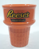 Rare Reese's Peanut Butter Cups Orange Ice Cream Cone Shaped 4 1/2" Tall Embossed Ceramic Snack Cup