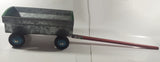 Vintage Galvanized Metal Red and Green Painted Wood Hand Made Toy Wagon