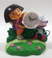 2003 ThinkTek Vicaom Nickelodeon Dora The Explorer Dora and Boots Plastic Singing Alarm Clock