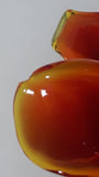 Green Spiral Stem Orange Red Yellow Flower Shaped 5 1/2" Tall Art Glass Candle Stick Holder
