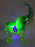 Vintage Giftcraft Made in Italy Clear Blue Green Elephant 6 1/2" Tall Vaseline Uranium Art Glass Ornament