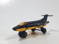 Vintage 1981 Lesney Matchbox S2 Jet Airplane Black and Yellow Die Cast Toy Aircraft with Folding Wings