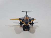 Vintage 1981 Lesney Matchbox S2 Jet Airplane Black and Yellow Die Cast Toy Aircraft with Folding Wings