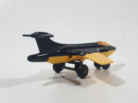 Vintage 1981 Lesney Matchbox S2 Jet Airplane Black and Yellow Die Cast Toy Aircraft with Folding Wings