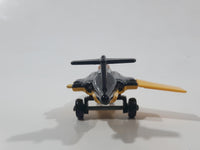 Vintage 1981 Lesney Matchbox S2 Jet Airplane Black and Yellow Die Cast Toy Aircraft with Folding Wings