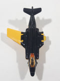 Vintage 1981 Lesney Matchbox S2 Jet Airplane Black and Yellow Die Cast Toy Aircraft with Folding Wings