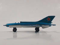 Vintage 1973 Lesney Matchbox Sky Busters SB-6 MIG 21 Fighter Jet Airplane Metallic Blue Die Cast Toy Aircraft