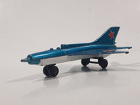 Vintage 1973 Lesney Matchbox Sky Busters SB-6 MIG 21 Fighter Jet Airplane Metallic Blue Die Cast Toy Aircraft