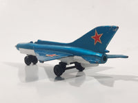 Vintage 1973 Lesney Matchbox Sky Busters SB-6 MIG 21 Fighter Jet Airplane Metallic Blue Die Cast Toy Aircraft