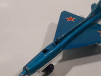 Vintage 1973 Lesney Matchbox Sky Busters SB-6 MIG 21 Fighter Jet Airplane Metallic Blue Die Cast Toy Aircraft