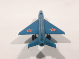 Vintage 1973 Lesney Matchbox Sky Busters SB-6 MIG 21 Fighter Jet Airplane Metallic Blue Die Cast Toy Aircraft