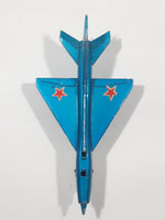 Vintage 1973 Lesney Matchbox Sky Busters SB-6 MIG 21 Fighter Jet Airplane Metallic Blue Die Cast Toy Aircraft