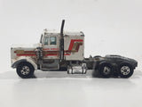 Vintage Yatming Kenworth Semi Tractor Truck 'White Wheels' White Die Cast Toy Car Vehicle
