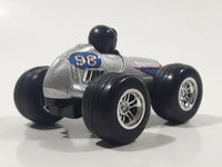 2002 NewRay #98 Silver wit Blue and Red Nose Pull Back Friction Die Cast Toy Car Vehicle