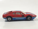 Vintage 1985-88 Matchbox No. 70 Ferrari 308 GTB Pioneer 39 Red Blue Die Cast Toy Race Car Vehicle