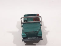 Vintage Husky Models Jeep with Brown Driver Green Die Cast Toy Car Vehicle with Flip Down Windshield Frame