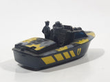 Vintage 1989 Matchbox Superfast Commando: Dagger Force Police Launch Boat Black with Grey and Yellow Camouflage Die Cast Toy Car Vehicle