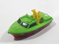 2005 Matchbox Superfast Pirate Police Launch Boat Green and Red Die Cast Toy Car