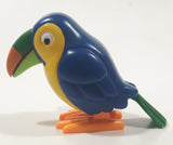 Hans Blue and Yellow Toucan Bird Wind Up 1 5/8" Tall Plastic Toy Figure