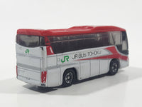 2005 Tomy Tomica No. 101 Hino S'elega Double Decker Tour Bus JR Bus Tohoku White and Red 1/156 Scale Die Cast Toy Car Vehicle