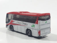 2005 Tomy Tomica No. 101 Hino S'elega Double Decker Tour Bus JR Bus Tohoku White and Red 1/156 Scale Die Cast Toy Car Vehicle