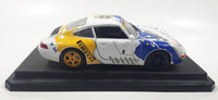 Burago Porsche 911 Carrera Racing #1 Pirelli Mobil White 1/24 Scale Die Cast Toy Car Vehicle with Opening Doors and Rear Hood on Base