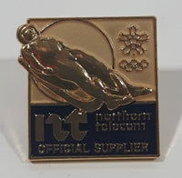 1988 Calgary Olympics Northern Telecom Official Supplier Luge Enamel Metal Lapel Pin in Original Bag