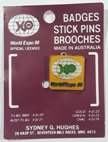 Rare Brisbane Australia World Expo 88 Enamel Metal Lapel Pin On Card