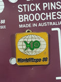 Rare Brisbane Australia World Expo 88 Enamel Metal Lapel Pin On Card