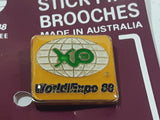 Rare Brisbane Australia World Expo 88 Enamel Metal Lapel Pin On Card