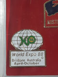 Rare Brisbane Australia World Expo 88 Enamel Metal Pin Set of 3 in Plastic Case