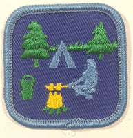 Girl Guides Canada Campfire and Tent Themed 1 3/4" x 1 3/4" Embroidered Fabric Patch Badge