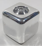 Cube Shape Chrome 3" Tall Ceramic Tea Light Candle Holder