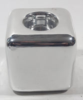 Cube Shape Chrome 3" Tall Ceramic Tea Light Candle Holder