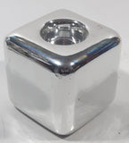 Cube Shape Chrome 3" Tall Ceramic Tea Light Candle Holder