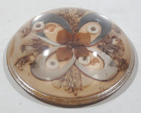 Vintage Dried Flowers with Symmetrical Pattern 3" Art Glass Paper Weight