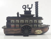 Vintage Mark Twain River Boat Paddle Steam Boat Miniature Metal Pencil Sharpener Doll House Furniture