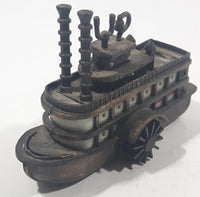 Vintage Mark Twain River Boat Paddle Steam Boat Miniature Metal Pencil Sharpener Doll House Furniture