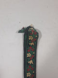 Vintage Austria Hand Painted Brass Cowbell With Flower Embroidered Ribbon