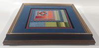 Vintage 15 1/2" x 15 1/2" Framed Cross Stitch Quilt Patterns Picture