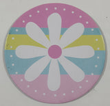 White Flower with Pink Blue Yellow Background 3" Fridge Magnet